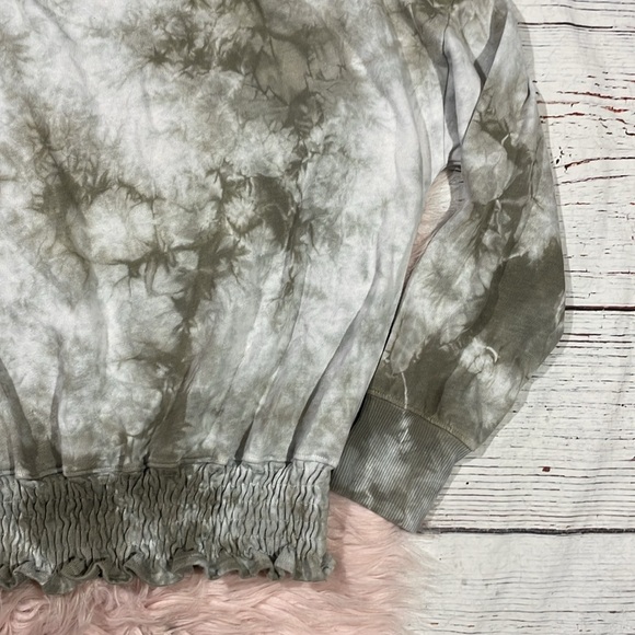 Sundry Tie Dye Green Smocked Crewneck Sweatshirt - Picture 7 of 9